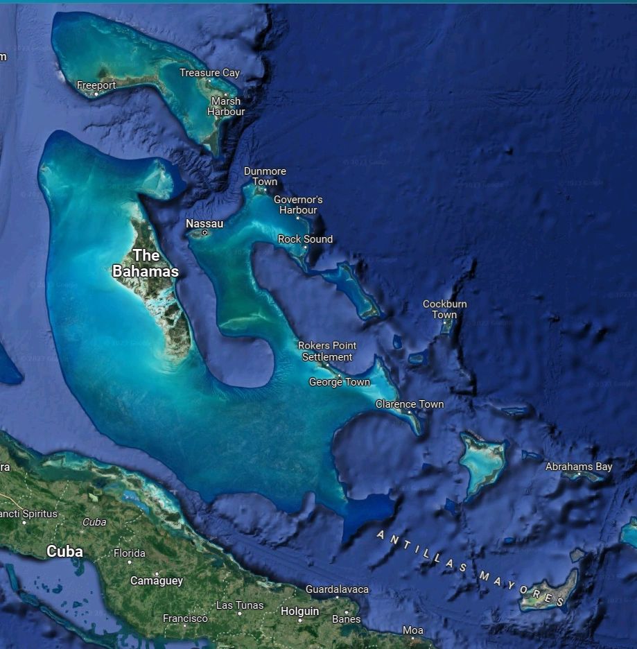 Map of Bahamas sailing route — Now and Zen winter season